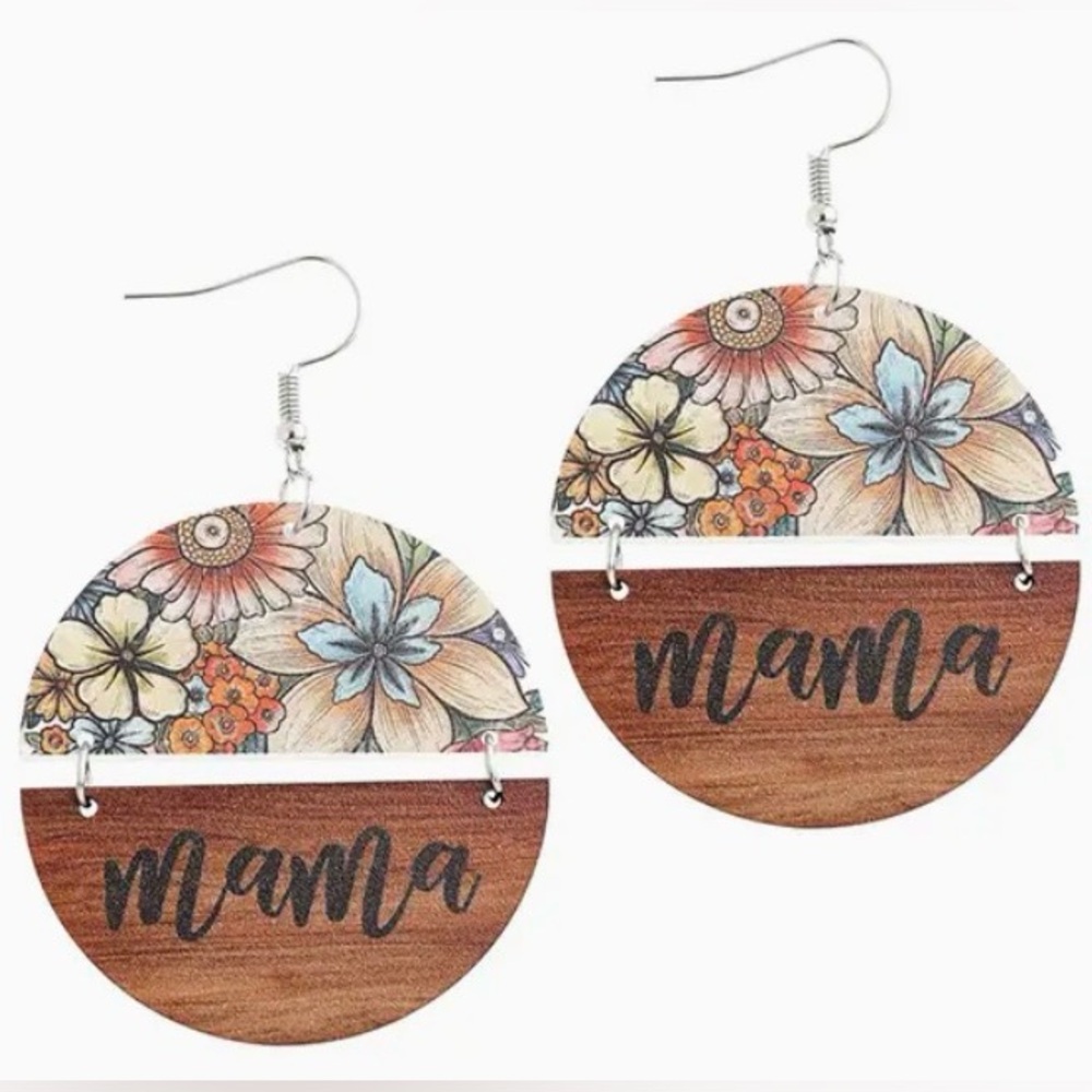 Floral Mama Wooden Earrings